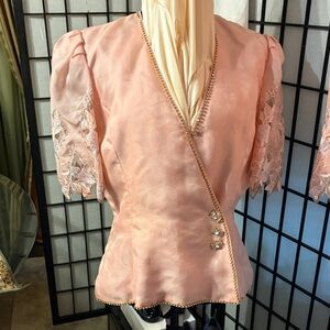 Elegant embellished two piece.rhinestone trimmed and buttons.